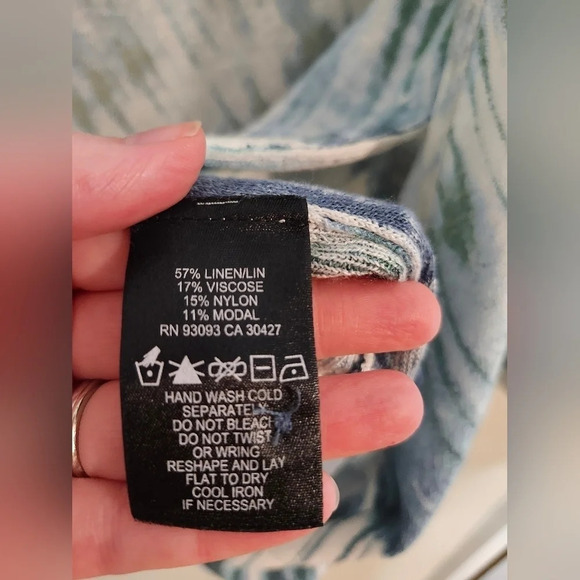 Nic + Zoe Womens Linen Blend Wrap Top Size XS Blue Green Ombre Boho Balletcore - Picture 2 of 8